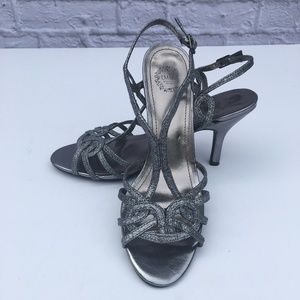 I. MILLLER dressy gunmetal silver heeled sandal  -  SZ 7.5